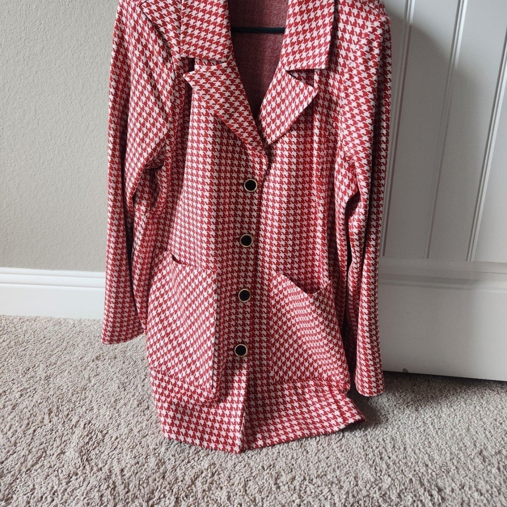 Cabi New Houndstooth Jacket # 4249 Red soft white/Ivory XL